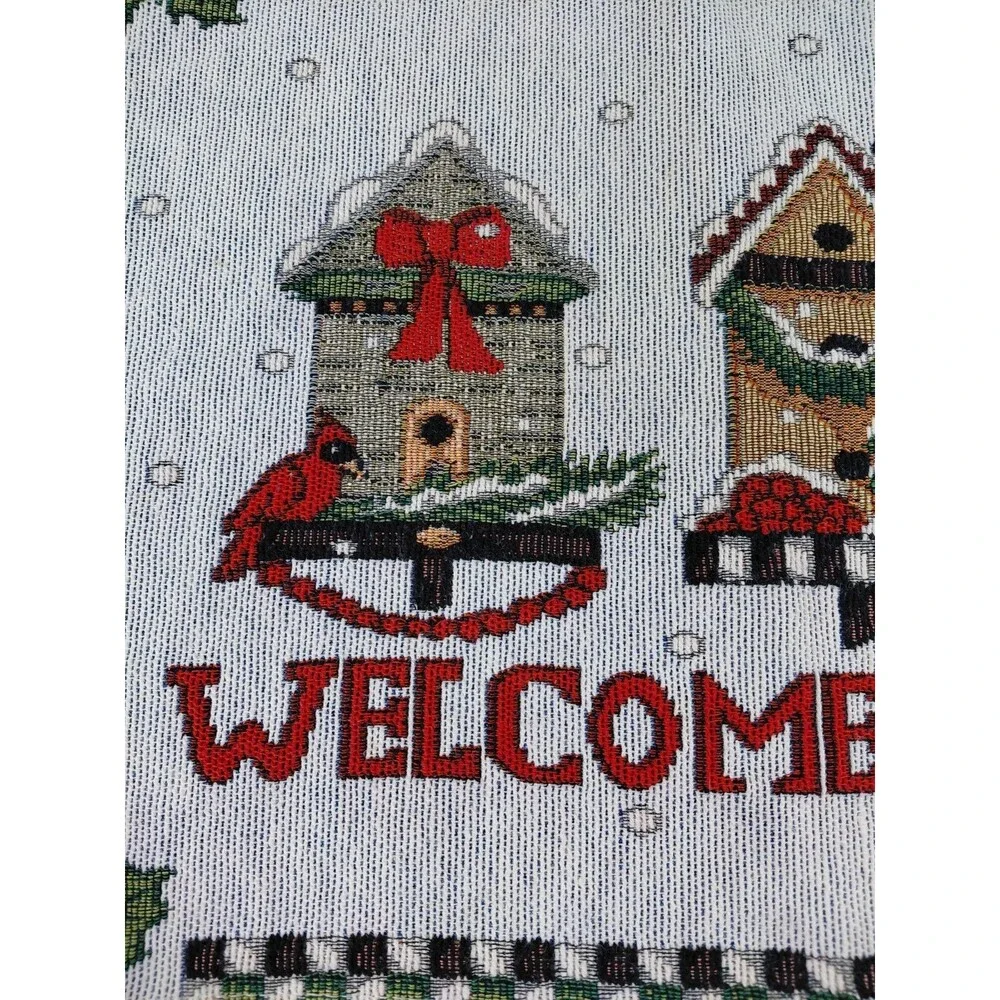 Winter Tapestry Bird House Happy Holidays 4 Placemats  18x12